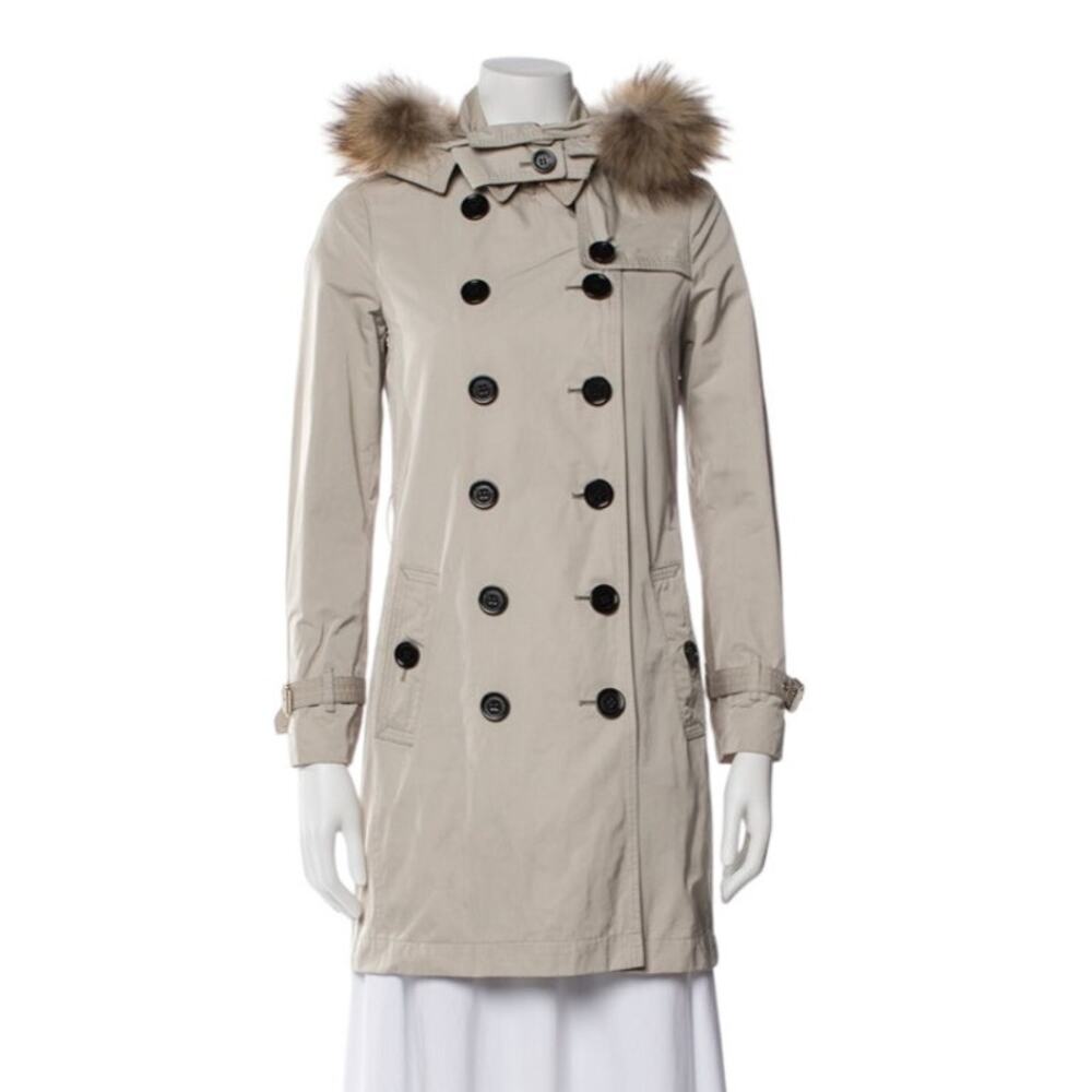 Authentic Burberry trench coat with fur hood